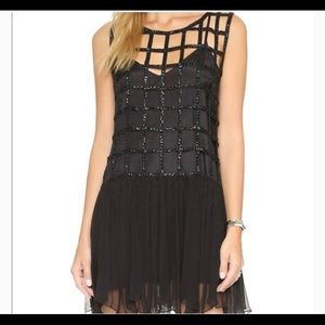 Free People Black Sequin Cage Dress Sz S